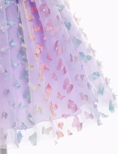 OBEEII Flower Girl Dress for Wedding Party 3D Butterfly Tulle Tutu Dress Girls Halter Baptism Birthday Pageant Prom Ball Gown3