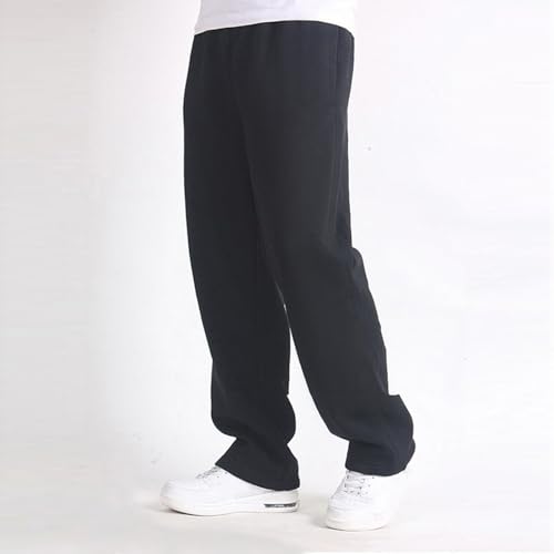 Men's Baggy Sweatpants Drawstring Straight Wide Leg Pants Elastic Waist Open Bottom Athletic Workout Jogger Sweat Pants2