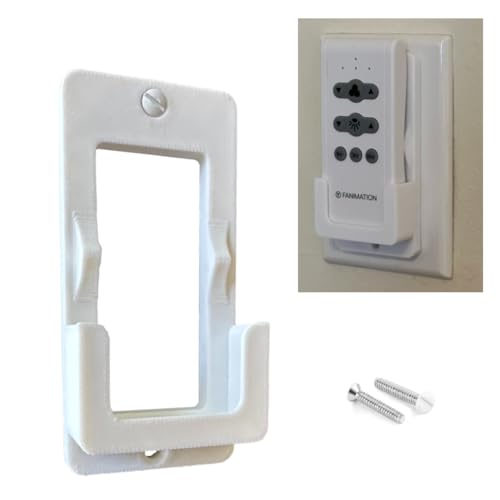 Replacement Wall Mount Holder Compatible with Fanimation CR500 Remote Control White 3 Inch Height Switch Plate Mounting (Rocker Switch)