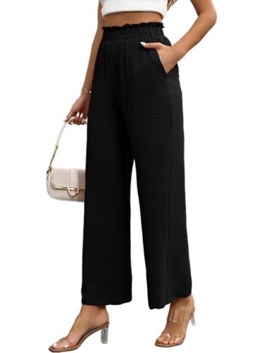 CORSKI Pants for Women Casual Wide Leg Pants Flowy High Waist Trousers Loose Palazzo with Pockets