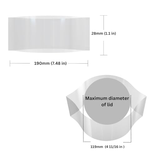 Image of 190 x 28 mm Clear Perforated Shrink Band for Deli Tubs, Food Storage Containers & Large Plastic Canisters [Cap Diameter: 4 11 /16 inch] Pack of 50