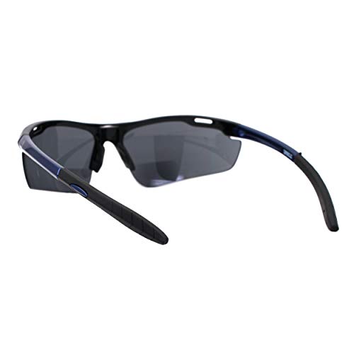Pastl Bifocal Reading Sunglasses Mens Half Rim Wrap Sport Reader Uv400 Black Blue +2 #TOP2