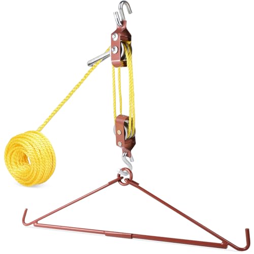 SWAWIS Potence pour Gibier avec Poulie Suspension du Butin Potence de Découpe Capacité 250KG Corde 12M