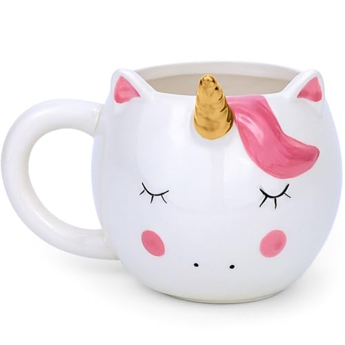 Arawat Unicornio Taza Regalo para Mujeres Grande 500ml Divertido 3D Animal Taza Unicornio Taza Decorativa Dulce Té Taza de café Regalo de cumpleaños para las mujeres Novia Taza de té