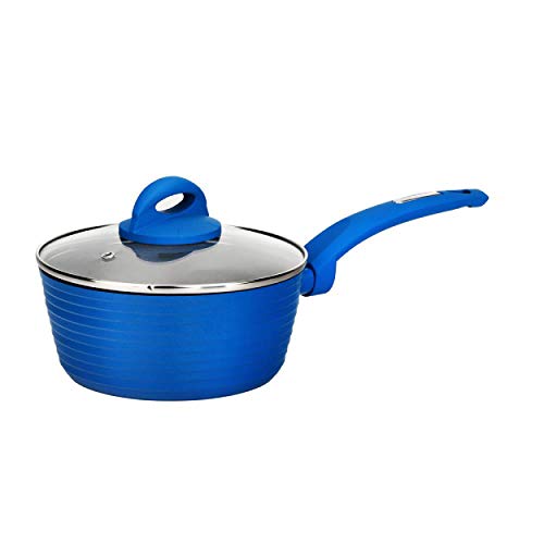 Saucepan Pot with Lid - Non-Stick Stylish Kitchen Cookware with Light Gray Inside and Blue Outside, 1.5 Quart (Works with Model: NCCW12BLU)