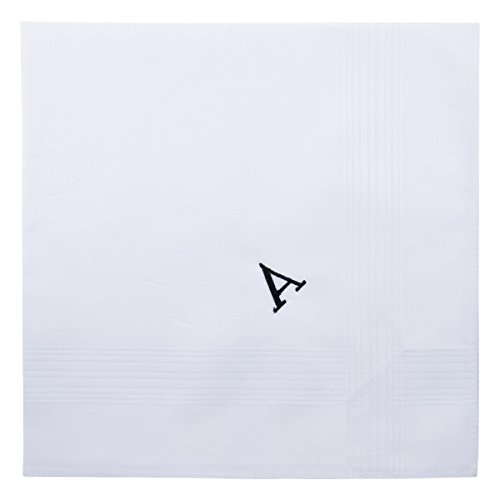 Image of Retreez 8 Pc Pure Cotton Initial Monogrammed Men's Handkerchiefs Hanky Gift Set