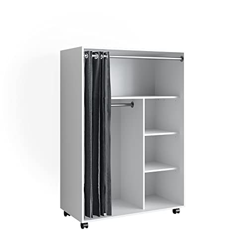 Vicco Kleiderschrank Doros, Weiß, 100 x 146.6 cm mit Rollen