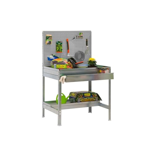Simon Rack 1 Gartentisch, Werkzeugplatte, verzinkt/grau, 1445 x 900 x 400 cm