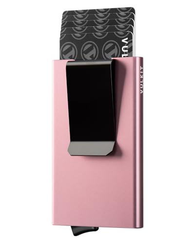 VULKIT Minimalist Wallet With Money Clip, RFID Blocking Pop Up Card Holder Slim Metal Wallet For Men