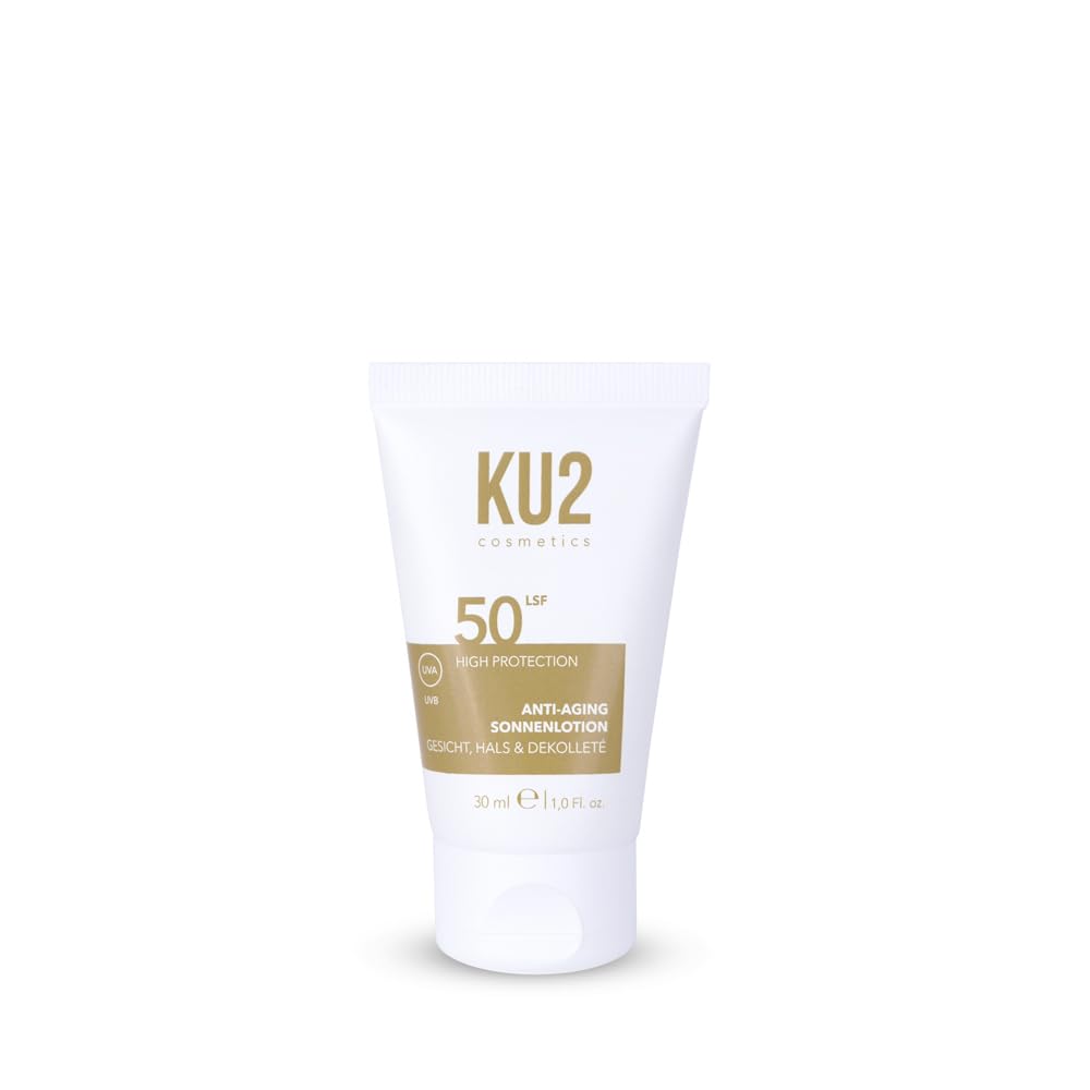 KU2 Cosmetics Lotion solaire anti-âge pour le visage SPF 50 I Haute protection UVA et UVB avec effet anti-rides I Soin du visage léger et non gras I Pour peaux sensibles I Fabriqué en Allemagne I 30