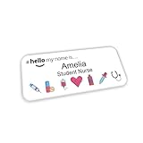 Customised Print Hello My Name is Badge White Medical Icons Design 76 x 32 mm Student Doctor GP Healthcare Assistant Nurse Practitioner Clinical Medical