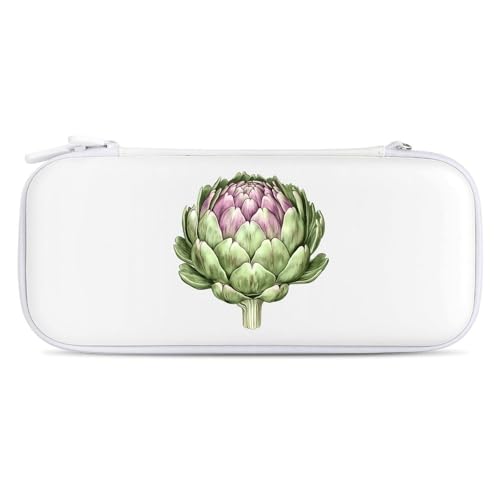 Artichoke Hand-Drawn Compatible with Switch Carrying Case Hard Travel Game Bag Pouch with 15 Games Accessories White-style