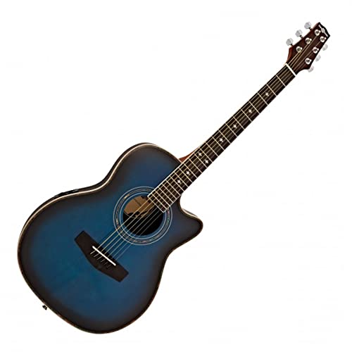 Guitare électro-acoustique Roundback par Gear4music Blue avec accessoires - Les Beatles, Paul McCartney, John Lennon, RIngo Starr, George Harrison Guitare électro-acoustique Roundback par Gear4music Blue avec accessoires – Image 4
