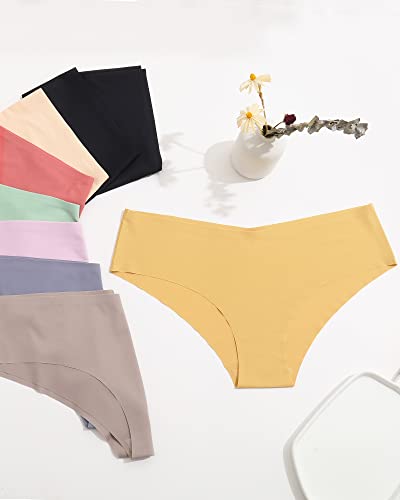 Image of Women's Seamless Bikini Panties Soft Stretch Invisibles Briefs No Show Hipster Underwear cheeky 9 pack XS-L