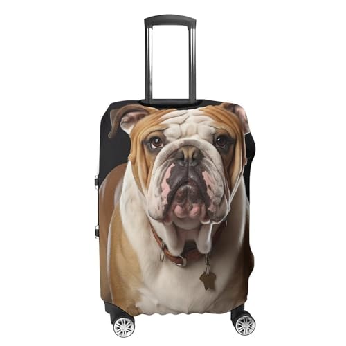 English Bulldog Luggage Cover, Washable Elastic Suitcase Cover Protector Fit 18-32 Inch Luggage4