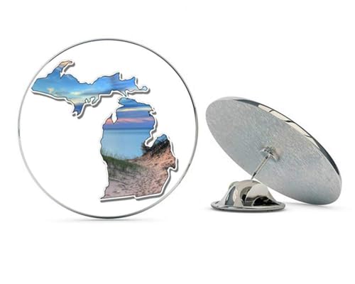 Michigan Dunes Lake Beautiful Sunset Metal 0.75" Lapel Hat Pin Tie Tack Pinback2