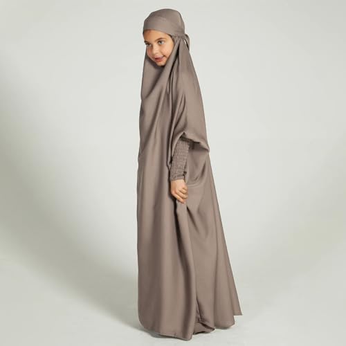 ODASDO Muslim Girl Dress One-Piece Abaya for Kids Islamic Kaftan Prayer Long Robe Hoodied Hijab Middle East Dubai Clothes2