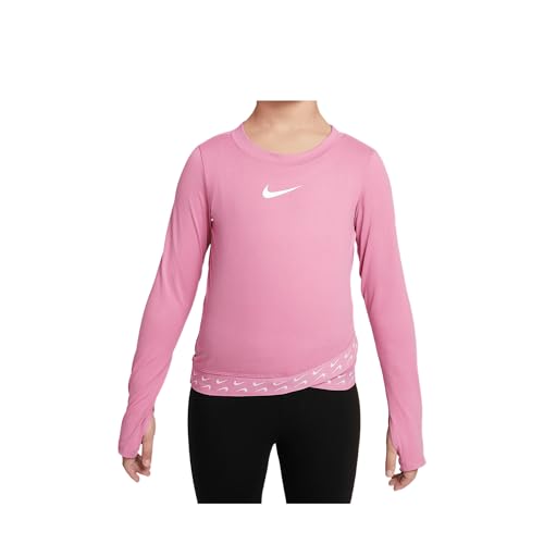 Nike Dri-FIT All Day Play Little Kids' Hemmed T-Shirt (Magic Flamingo, 36M318-ACG) Size 5