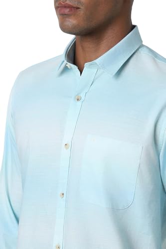 Image of Peter England Mens Cotton Slim Fit Full Sleeve Casual Summer Ombre Shirt|Pin-Point