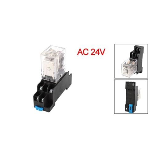 Relé de potencia DPDT 24V CA de 8 pines con enchufe para carril DIN 35mm 2