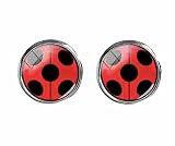  Miraculous Ohrstecker ladybug rot schwarze Punkte lady-bug kostüm handmade 12mm Motiv Edelstahl Glas-Cabochons Ohrringe earrings earstuds