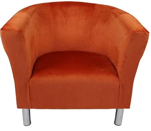 MartHome Club Trio Sessel, Gepolsterter Sessel Chromfüßen, Clubsessel, Cocktailstuhl Veloursstoff, Sitzsack, Plüsch Loungestuhl, Sessel Für Wohnzimmer/Wartezimmer/Bürosessel (Orange)