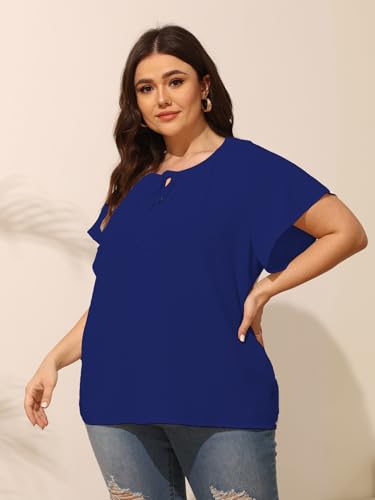 Plus Size Blouses for Women V Neck Short Sleeve Summer Tops Drawstring Blouse Loose Casual Flowy Shirts2
