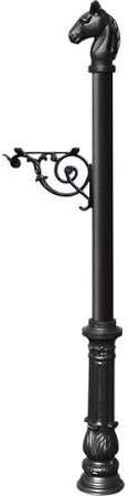Support Bracket Post System with Ornate Base & Horsehead Finial Black