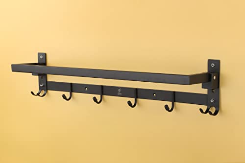 Image of iSTAR Stainless Steel 24 Inch Folding Towel Rack | Silver Towel Stand | Towel Rod | Shelf for Bathroom | Bathroom Accessories (Black, Pack of 1)