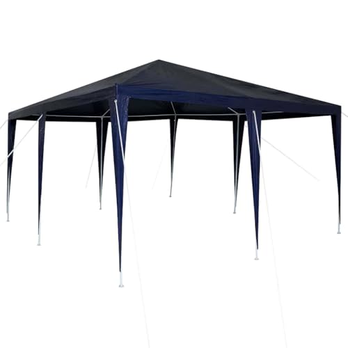 vidaXL Carpa de Fiesta Azul Oscuro 4 x 4m | Resistente al Sol y al Agua, Fácil de Montar, Reuniones al Aire Libre, Acomoda hasta 10 Personas, Diseño Plegable y Portátil. Ideal para Somb
