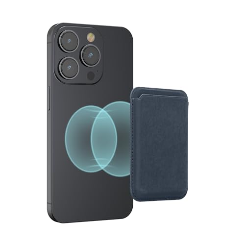 kwmobile Card Holder Compatible With Apple iPhone 16/15 / 14/13 / 12 Series Cards Holder Up to 3 Cards - Compatible with MagSafe - Caribbean Blue
