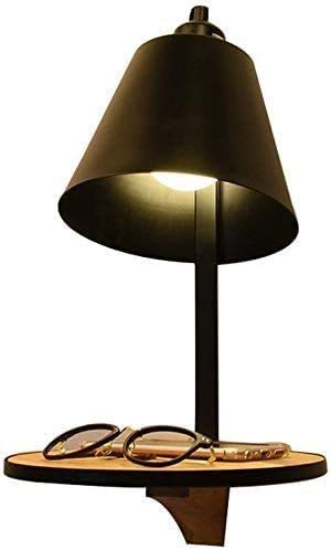 Lámpara de pared E27 moderna con estante de madera para leer cómodamente en la cama