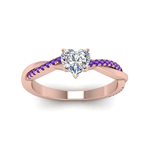 Anillo de infinito de oro rosa de 18k con piedra de corazón para promesa