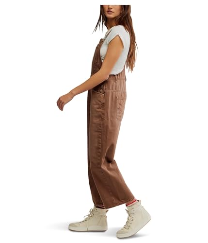 Free People Women's Deep Trance Overalls, Brown Sugar2