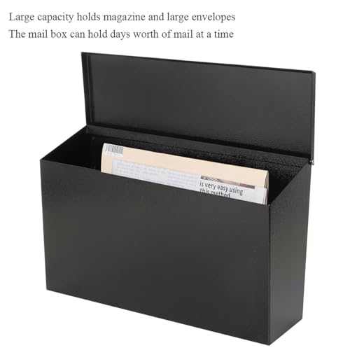 Image of Wall-Mount Mailbox for Outside,Large Capacity Mail Box Waterproof and Rust-Resistant, Galvanized Steel Metal Post Box, Mailboxes for House, 15.7 inchx9.9 inchx4.9 inch Black
