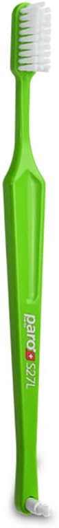 Paro S27L Toothbrush | Small Brush Head Toothbrush with Soft Bristles and Exchangeable Interdental Space F | 3 Rows 27 Tufts for Thorough Cleaning and Gum Care | 12 Pack