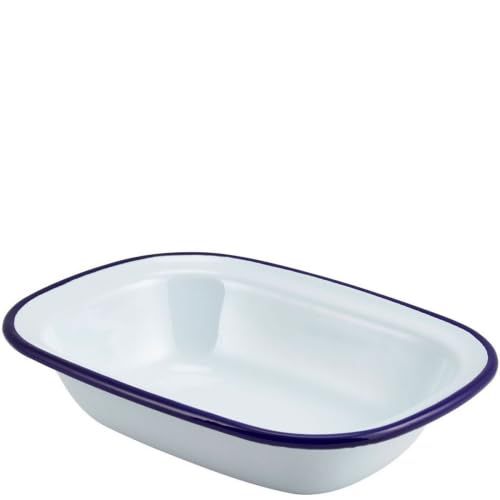 Falcon 28cm Oblong Pie Dish - Traditional White Enamel, Non-Stick Baking Dish, Oven Safe, 28cm x 21cm x 6.5cm, Durable Cookware for Pie, Quiche, and Baking — image 1