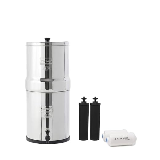 Big Berkey Gravity-Fed Water Filter System 2.25 Gallon with 2 Black Berkey Elements, 2 Berkey PF-2 Fluoride and Arsenic Reduction Elements
