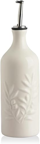 Sweejar Botella dispensadora de aceite de oliva de cerámica, 20 onzas líquidas de aceite opaco que protege el aceite para reducir la oxidación,