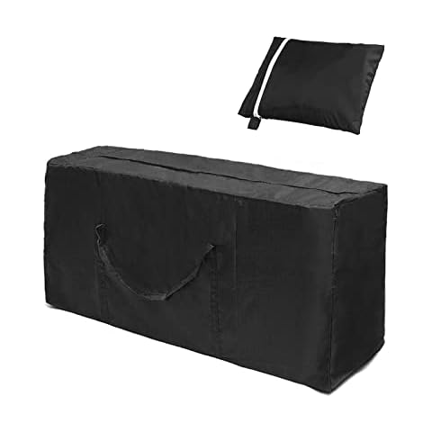 Garden Cushion Storage Bag 48”Lx15.3”Wx21.6”H(122x39x55cm )210D Oxford Fabric Large Protective Patio Cushions and Cover,Dust Bag for Indoor Quilt Packaging Black Cover