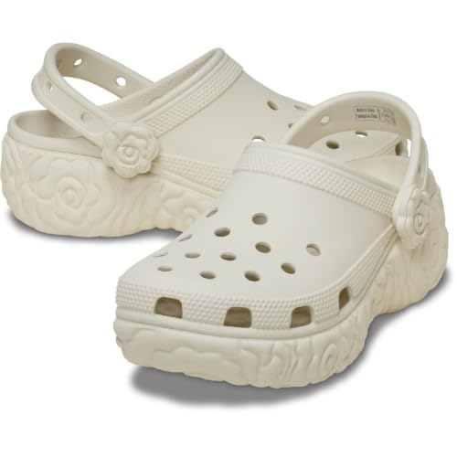 Crocs, Zuecos clásicos Bloom de Plataforma para Mujer, Blanco Summit, Talla 6 para Mujer