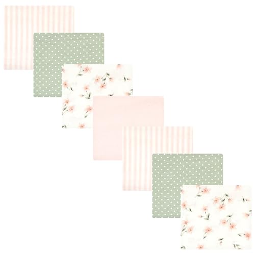 Image of Hudson Baby Unisex Baby Cotton Flannel Receiving Blankets Bundle, Pink Dainty Floral, One Size