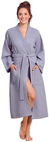 Luxurious Robe Soft Absorbent Lightweight Long Kimono Waffle Spa Bathrobe for Women