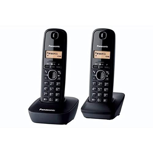 Panasonic KX-TG1612FRH Téléphone Duo sans fil DECT sans répondeur Noir [Version Française]