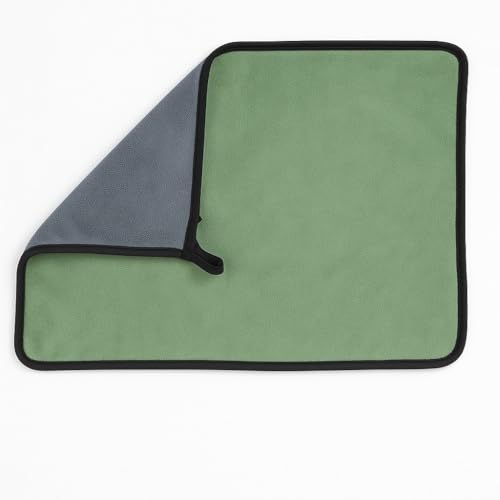 Image of Cleaning Cloth for Car, Bike & Home - Ultra Soft, Dual-Sided Green & Grey Towel - High Absorbent, Lint-Free, Scratch-Free - Reusable Washable 40X30 CM - Pack of 1 (Green)