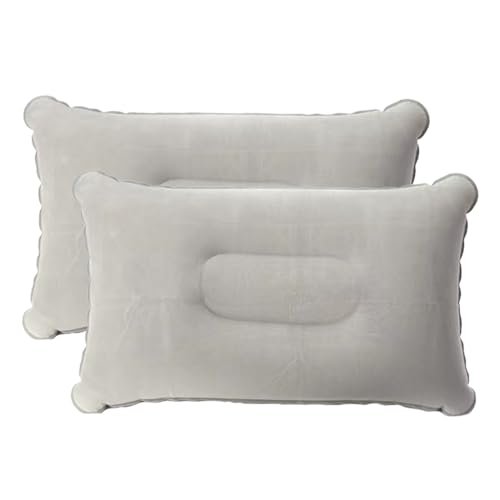 EIHI Almohada Inflable De Viaje Suave para El Cuello - Accesorios para Acampar y Dormir, Cojín, Gris, 2 Piezas