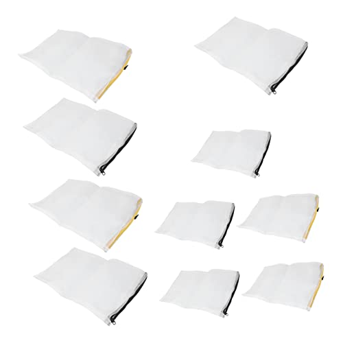 BCOATH 10個 水槽フィルターバッグ 養魚池フィルター 活性炭フィルターバッグ ソフトフリースダスト巾着バッグ クリアトートバッグ ジッパー 水槽ネット フィルターアイテムメッシュバッグ