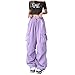 Womens Cargo Pants Baggy Elastic Waist Parachute Wide Leg Pant Fashion Y2k Teen Girls Street Jogger Trouser with Pocket Purple