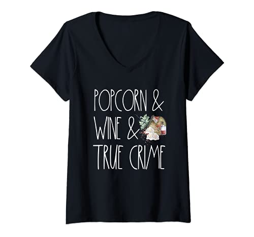Femme Serial Killer Gifts I Like True Crime And Wine Murder T-Shirt avec Col en V