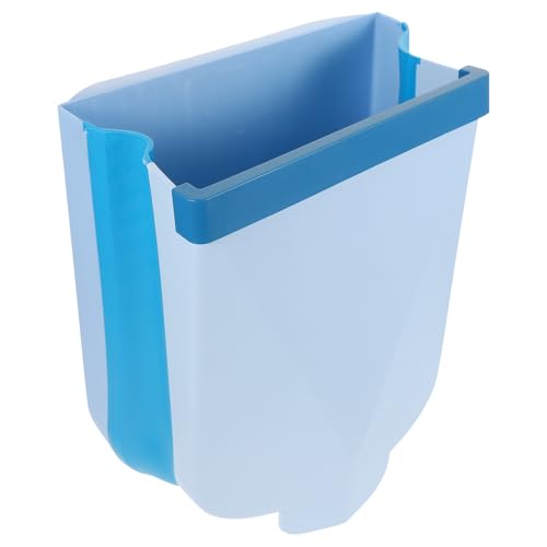 Caneca de basura de cocina plegable para colgar en pared, color azul